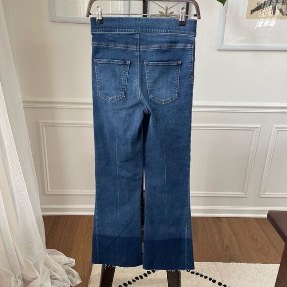 Spanx 20231R Cropped Flare Denim Jeans Medium Wash Dip Dye Hem S - Picture 3 of 7